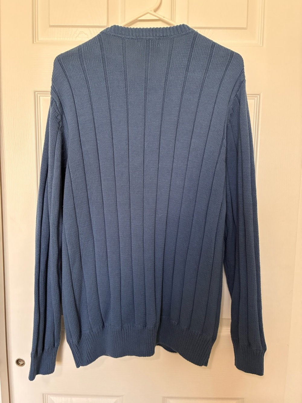 Dockers Sweater Cotton Blue Rib Knit Pullover Crewneck Long Sleeve Men’s Sz L - Picture 3 of 9